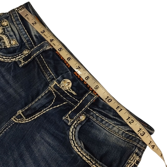 Rock Revival Women's Blue Embroidered Crop Jeans Size 26 - Picture 7 of 11